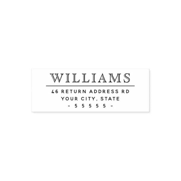 Elegant family name and return address self-inking stamp