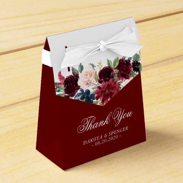 Elegant Floral | Burgundy Marsala Garland Wedding Favor Box
