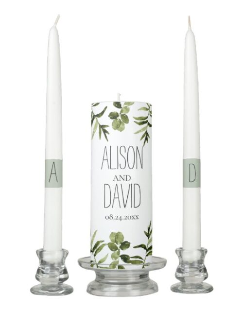 Elegant floral greenery wedding unity candle