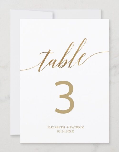 Elegant Gold Calligraphy 5x7" Table Number
