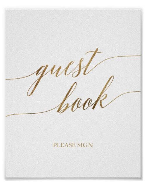 Elegant Gold Calligraphy Guest Book Sign