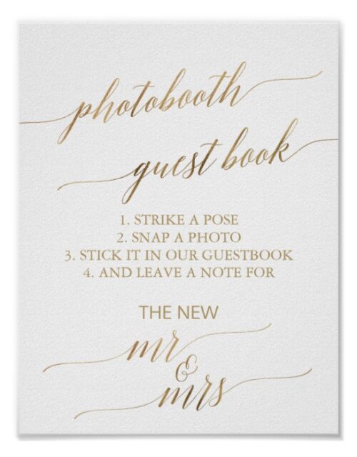 Elegant Gold Calligraphy Photobooth Guest Book