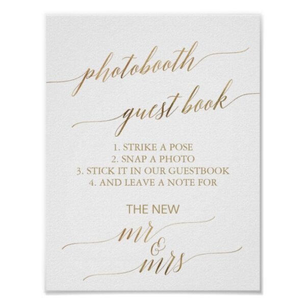 Elegant Gold Calligraphy Photobooth Guest Book