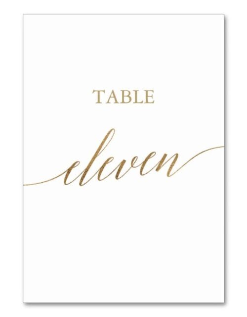 Elegant Gold Calligraphy Table Eleven Table Number