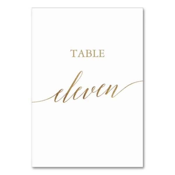 Elegant Gold Calligraphy Table Eleven Table Number