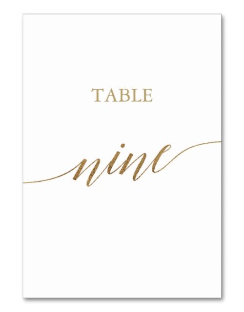 Elegant Gold Calligraphy Table Nine Table Number