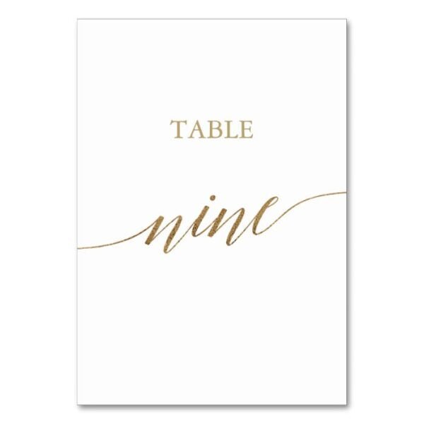 Elegant Gold Calligraphy Table Nine Table Number