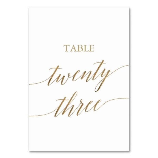 Elegant Gold Calligraphy Table Number Twenty Three