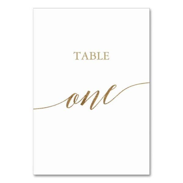 Elegant Gold Calligraphy Table One Table Number