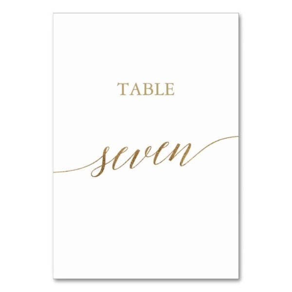 Elegant Gold Calligraphy Table Seven Table Number