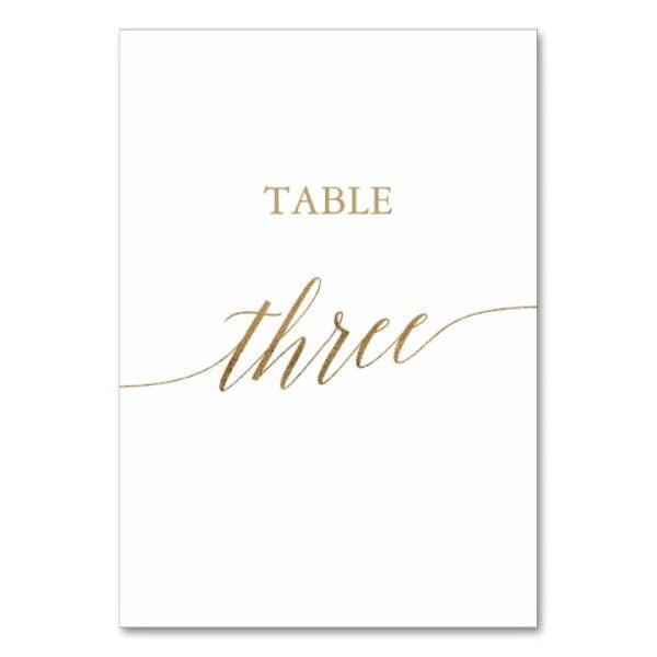 Elegant Gold Calligraphy Table Three Table Number