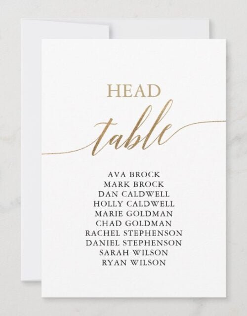 Elegant Gold Head Table Seating Chart Invitation