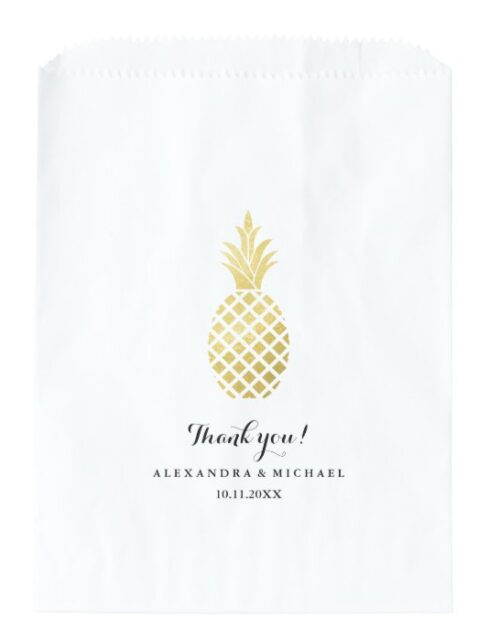 Elegant Gold Pineapple Wedding Favor Bag