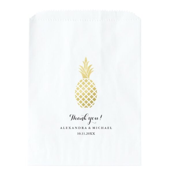 Elegant Gold Pineapple Wedding Favor Bag