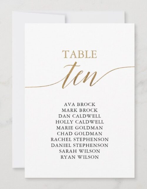 Elegant Gold Table Number 10 Seating Chart