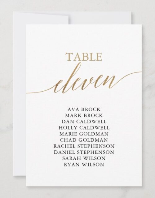 Elegant Gold Table Number 11 Seating Chart