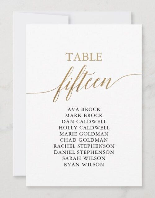 Elegant Gold Table Number 15 Seating Chart