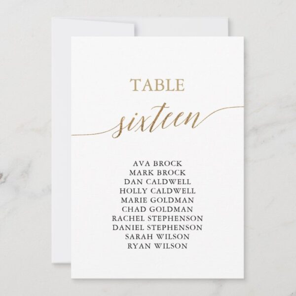 Elegant Gold Table Number 16 Seating Chart