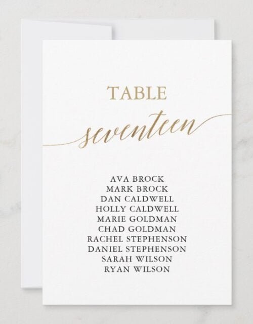 Elegant Gold Table Number 17 Seating Chart