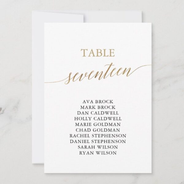 Elegant Gold Table Number 17 Seating Chart