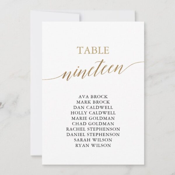 Elegant Gold Table Number 19 Seating Chart