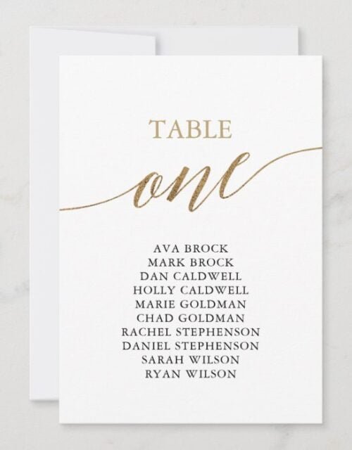 Elegant Gold Table Number 1 Seating Chart