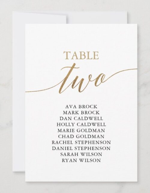Elegant Gold Table Number 2 Seating Chart