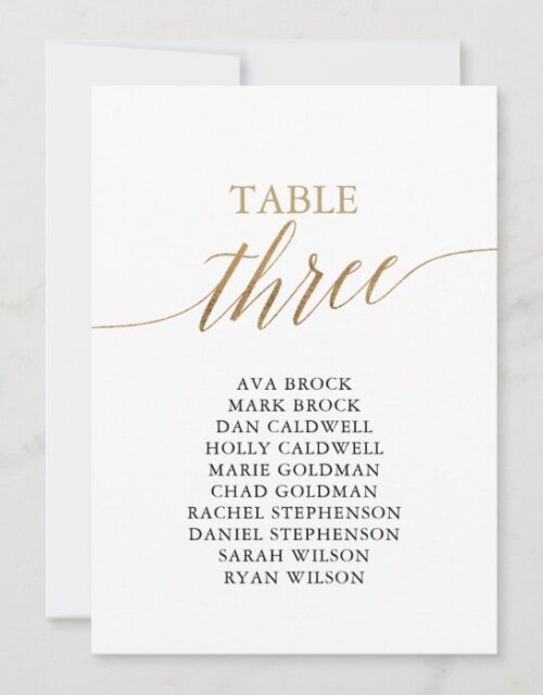 Elegant Gold Table Number 3 Seating Chart