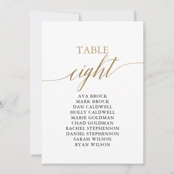 Elegant Gold Table Number 8 Seating Chart