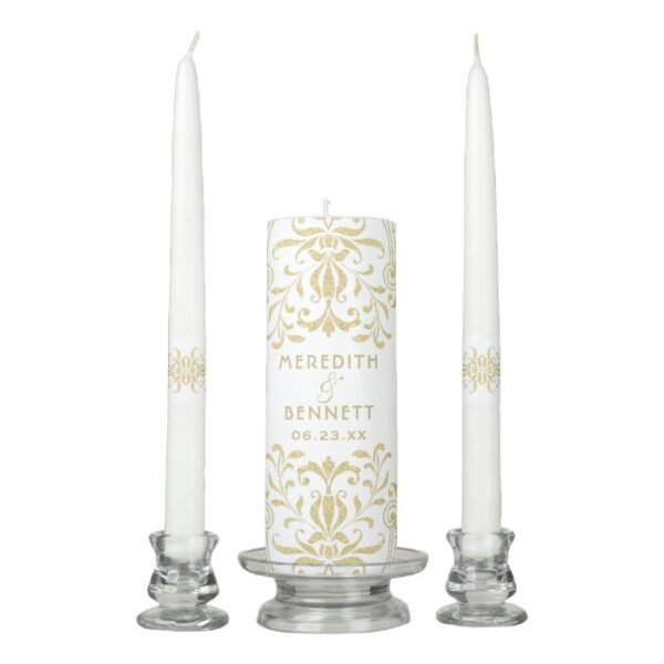 Elegant Gold Vintage Glamour Wedding Monogram Unity Candle Set