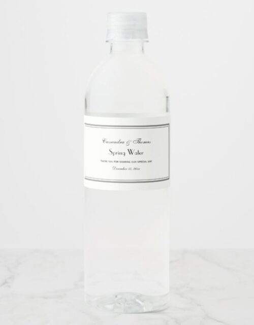 Elegant Grey Framed H Water Bottle Label