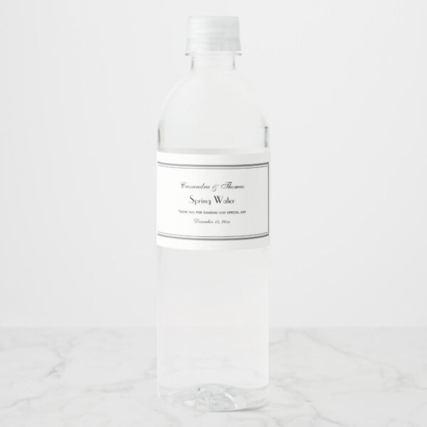 Elegant Grey Framed H Water Bottle Label