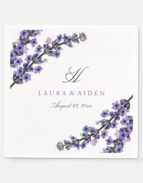 Elegant Lavender Monogram Wedding Napkin