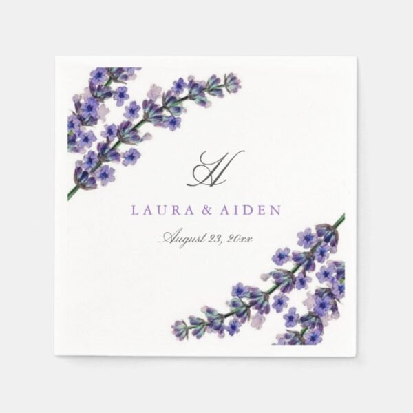 Elegant Lavender Monogram Wedding Napkin