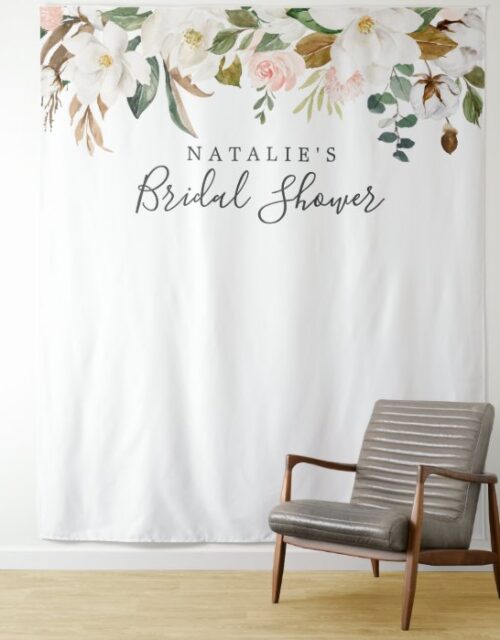 Elegant Magnolia Bridal Shower Photo Prop Backdrop