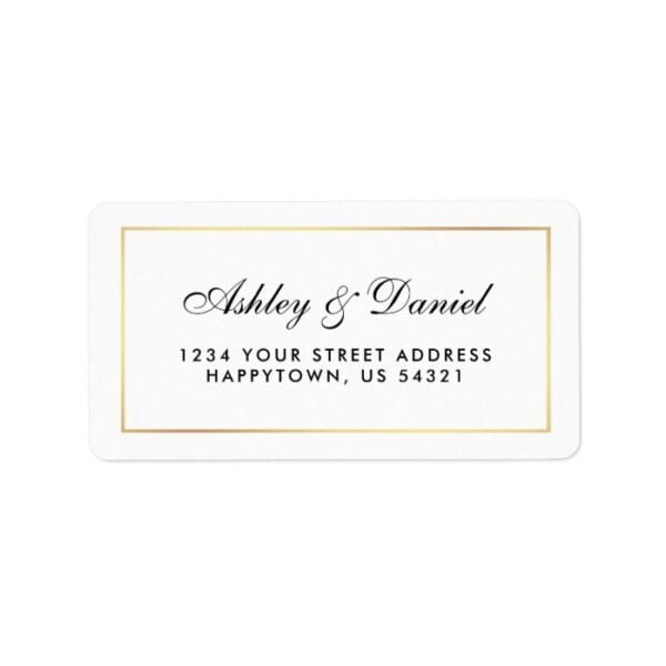 Elegant Modern Black White Wedding Label