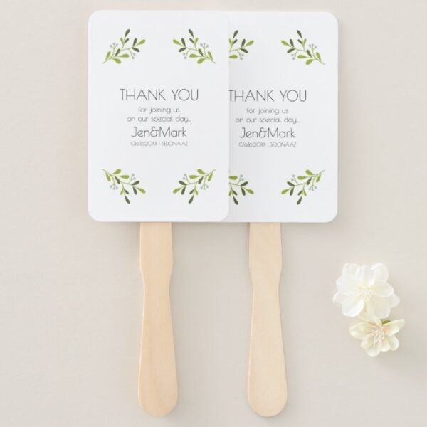 Elegant Modern Wedding. Thank You. Hand Fan