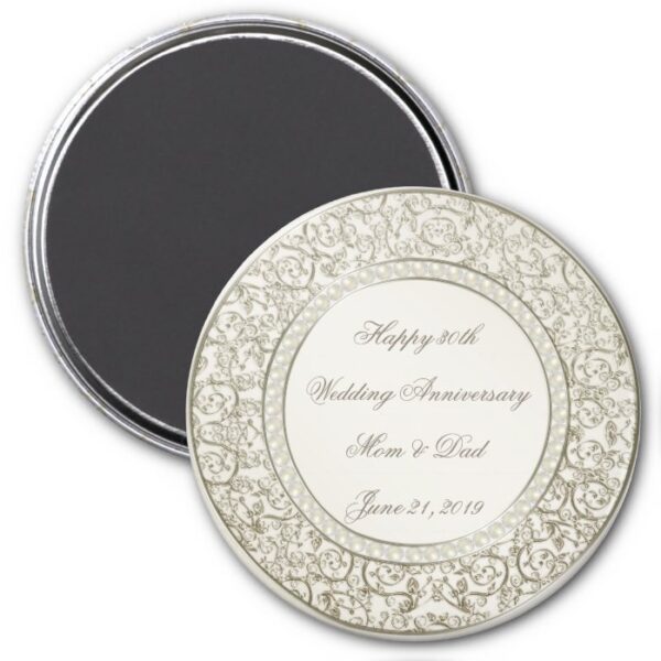 Elegant Pearl 30th Wedding Anniversary Magnet