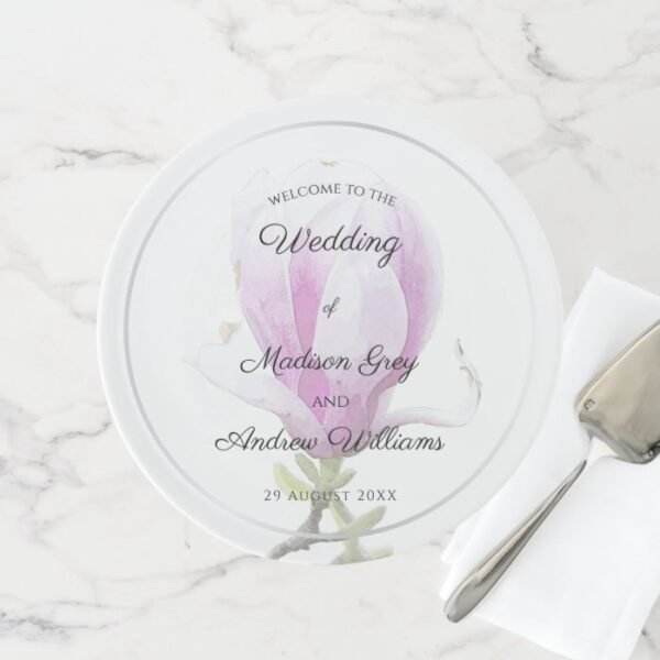 Elegant Pink Magnolia Wedding Cake Stand