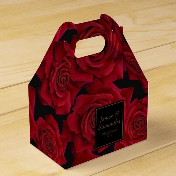 Elegant Red Rose - Wedding Favor Box