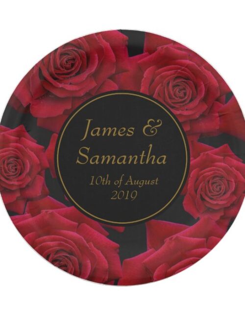 Elegant Red Rose - Wedding Paper Plate
