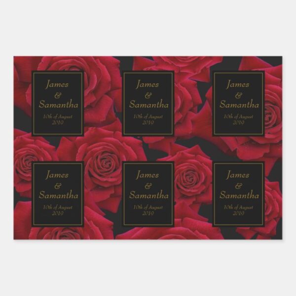 Elegant Red Rose - Wedding Wrapping Paper Sheets