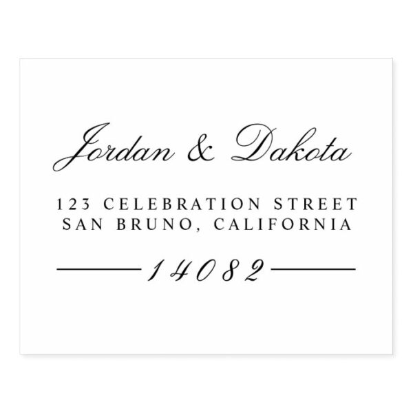 Elegant Script Custom Names Wedding Return Address Rubber Stamp