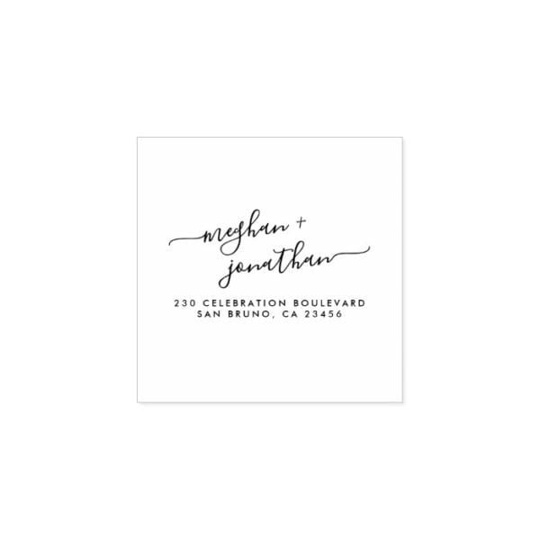 Elegant Script Custom Wedding Names Return Address Rubber Stamp