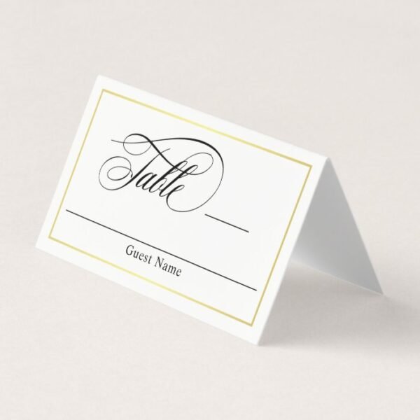 Elegant Script Flourishes Wedding Place Card