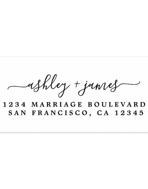 Elegant Script Names Wedding Return Address Rubber Stamp
