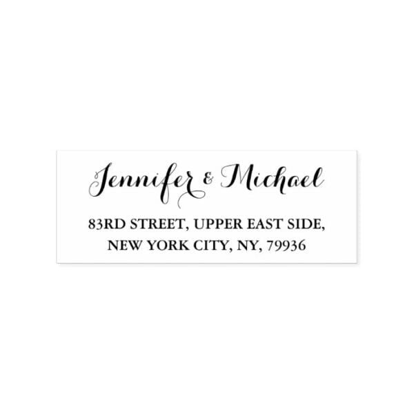 Elegant Script Weddings Engagement Return Address Rubber Stamp