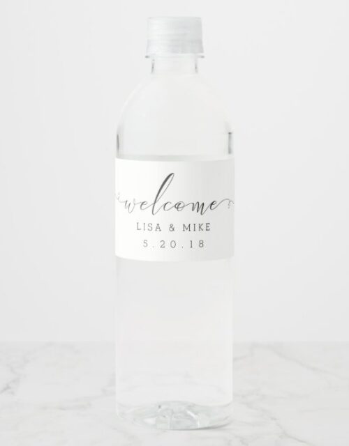 Elegant Script Welcome Wedding Water Bottle Labels