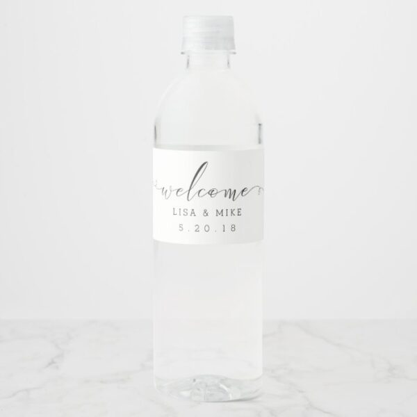 Elegant Script Welcome Wedding Water Bottle Labels