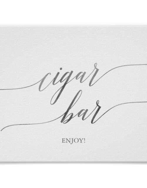 Elegant Silver Calligraphy Cigar Bar Horizontal Poster
